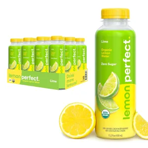 Lemon Perfect Lime, Hydrating Flavored Lemon Water, Zero Sugar, Healthy Hydration Drinks, Organic, 15.2 fl oz Bottles (12-Pack)