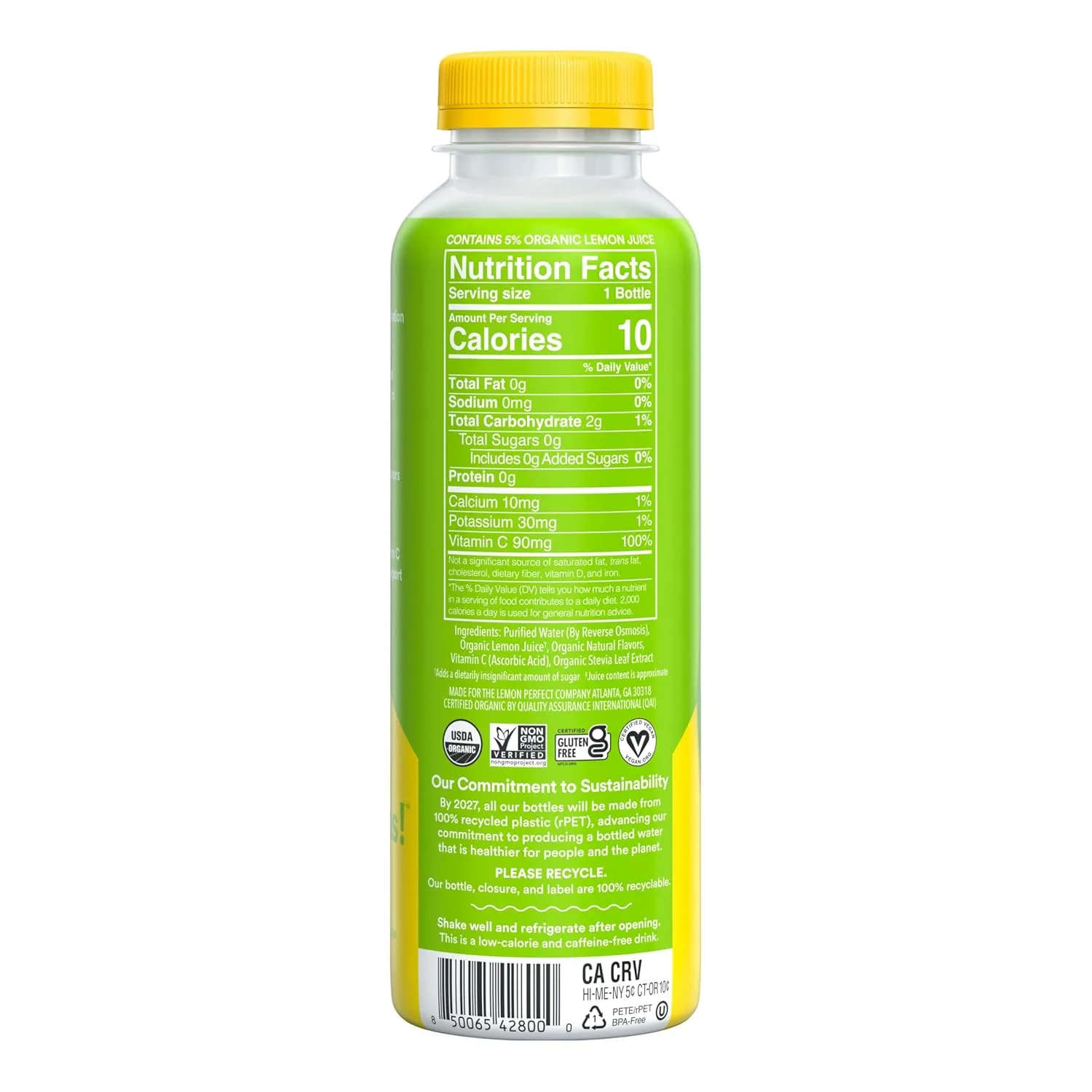 Lemon Perfect Lime, Hydrating Flavored Lemon Water, Zero Sugar, Healthy Hydration Drinks, Organic, 15.2 fl oz Bottles (12-Pack)