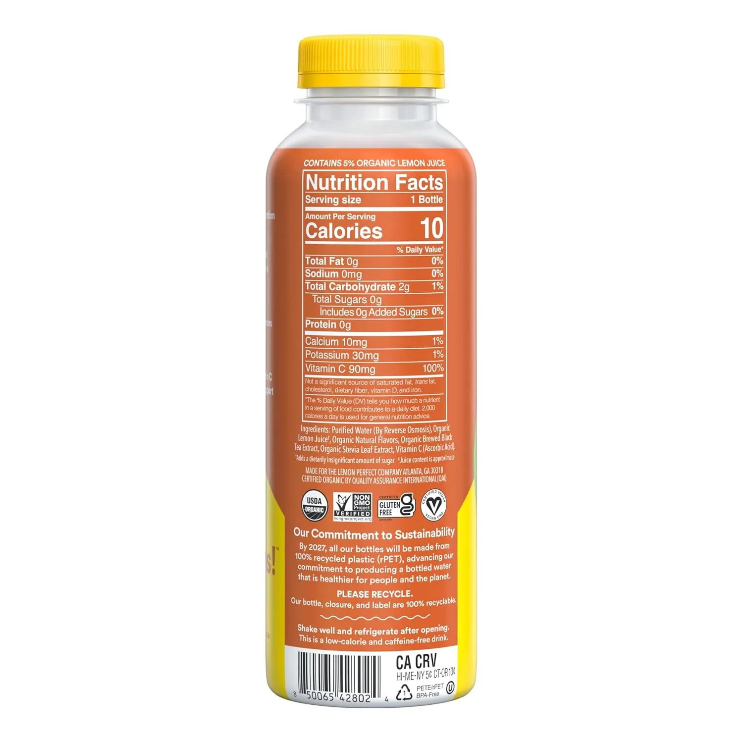 Lemon Perfect Sunshine Lemon Tea, Half Hydrating Flavored Lemon Water & Half Organic Ice Tea, Zero Sugar, Healthy Hydration Drinks, 15.2 fl oz Bottles (12-Pack)