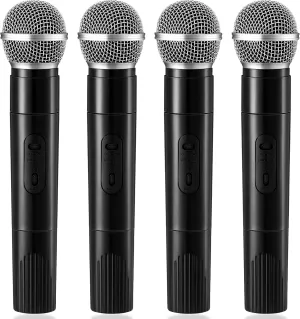 Leyndo 4 Pack Microphone Prop Toy Fun Stage Plastic Pretend Microphone for Kids for Christmas Halloween Cosplay Prom Costume Karaoke Music Party Favors, 9.5 x 2 Inch