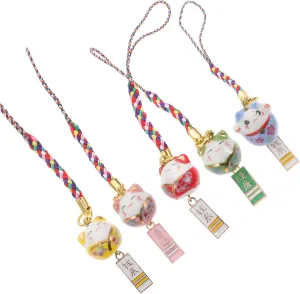 LIFKOME 5pcs Fortune Lucky Cat Key Chains Maneki Neko Keyring Fengshui Fortune Lucky Cat Pendant Japanese Beckoning Keychains for Wealth Health Gift Backpack Purse