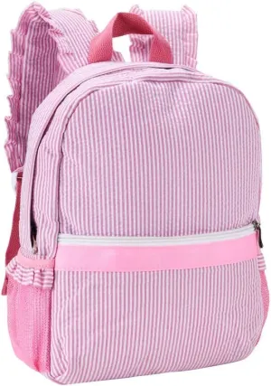 Lightweight Toddler Backpack for Girls,Seersucker Preschool Bookbag for Kids,Cute Pleated Children Kindergarten Backpack,SMALL (Pink, Small)