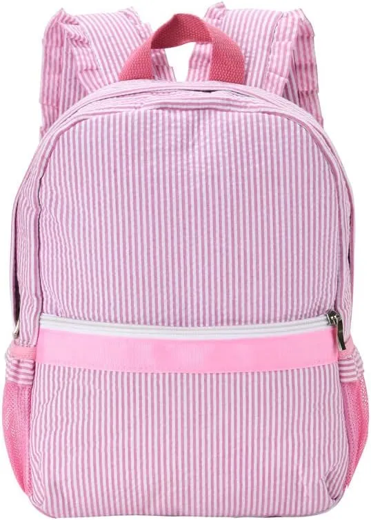 Lightweight Toddler Backpack for Girls,Seersucker Preschool Bookbag for Kids,Cute Pleated Children Kindergarten Backpack,SMALL (Pink, Small)
