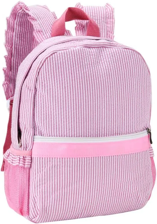 Lightweight Toddler Backpack for Girls,Seersucker Preschool Bookbag for Kids,Cute Pleated Children Kindergarten Backpack,SMALL (Pink, Small)