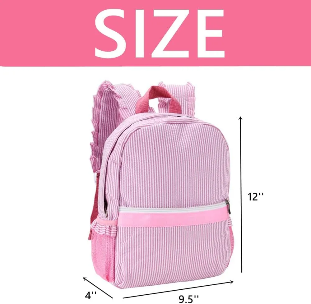 Lightweight Toddler Backpack for Girls,Seersucker Preschool Bookbag for Kids,Cute Pleated Children Kindergarten Backpack,SMALL (Pink, Small)
