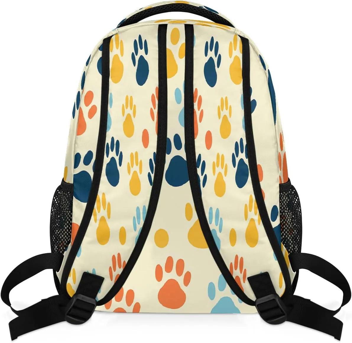 Lightweight Travel Backpack, Colorful Cat Dog Paw Print Large Capacity Bookbag, Waterproof Travel Bag Casual Daypack for Men Women Adults