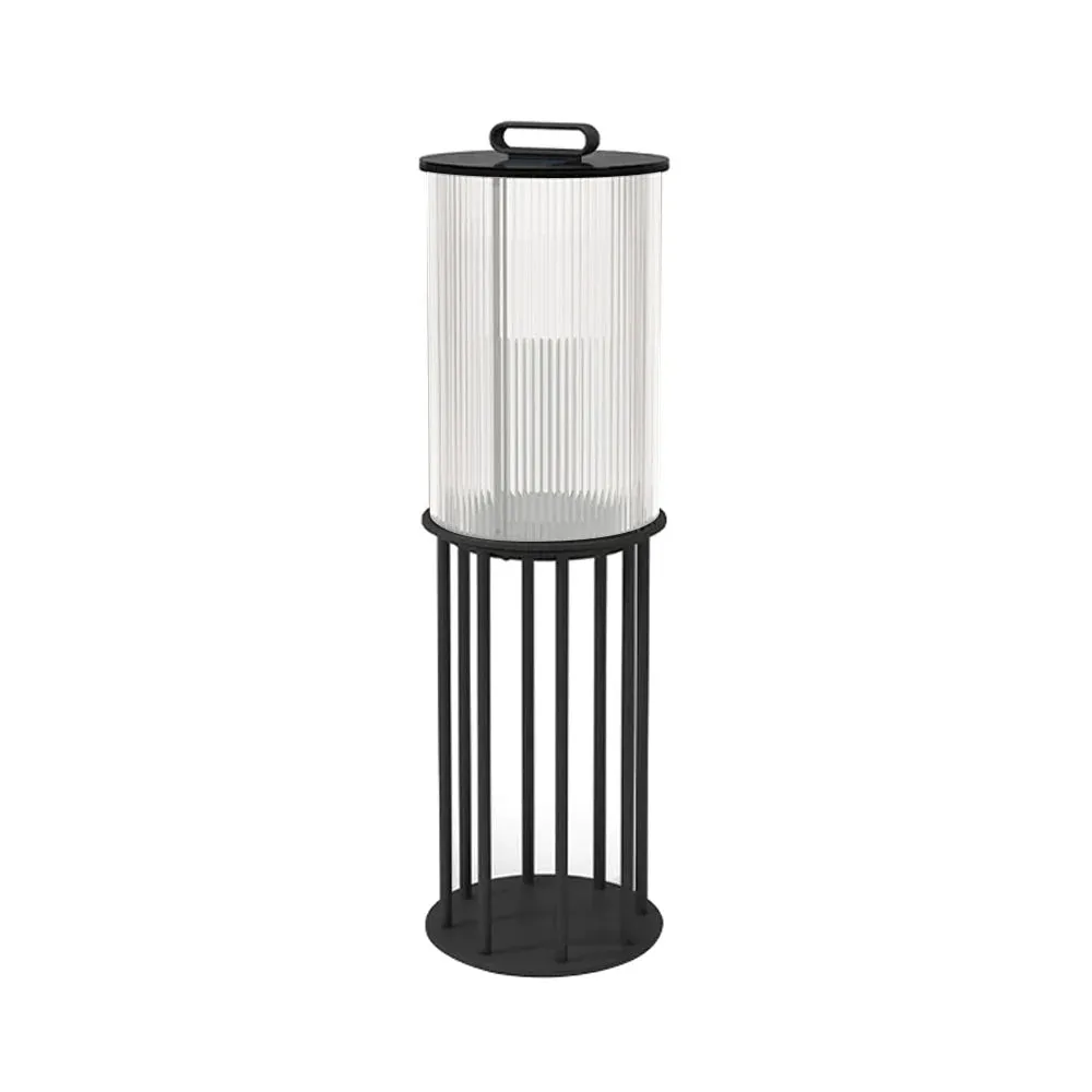 Line Glass Lantern Solar Floor Lamp