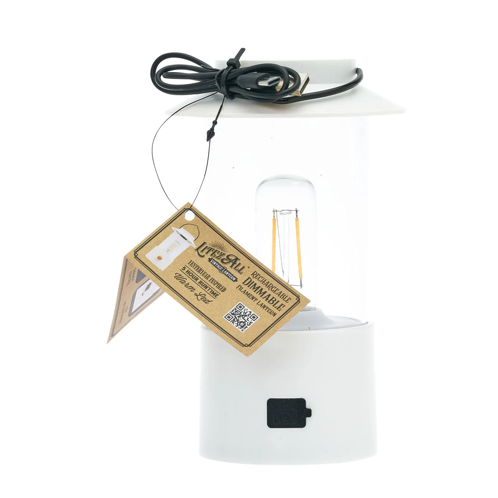 LitezAll Lantern with Dimmable Warm White Filament LED