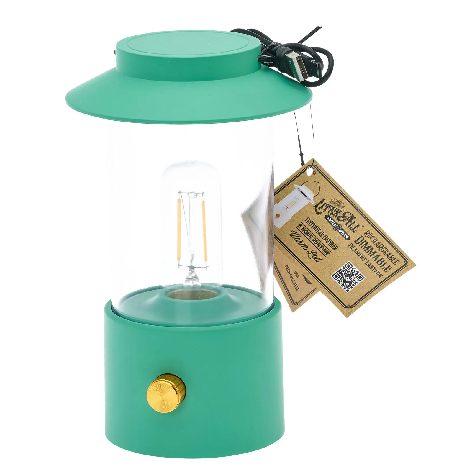 LitezAll Lantern with Dimmable Warm White Filament LED