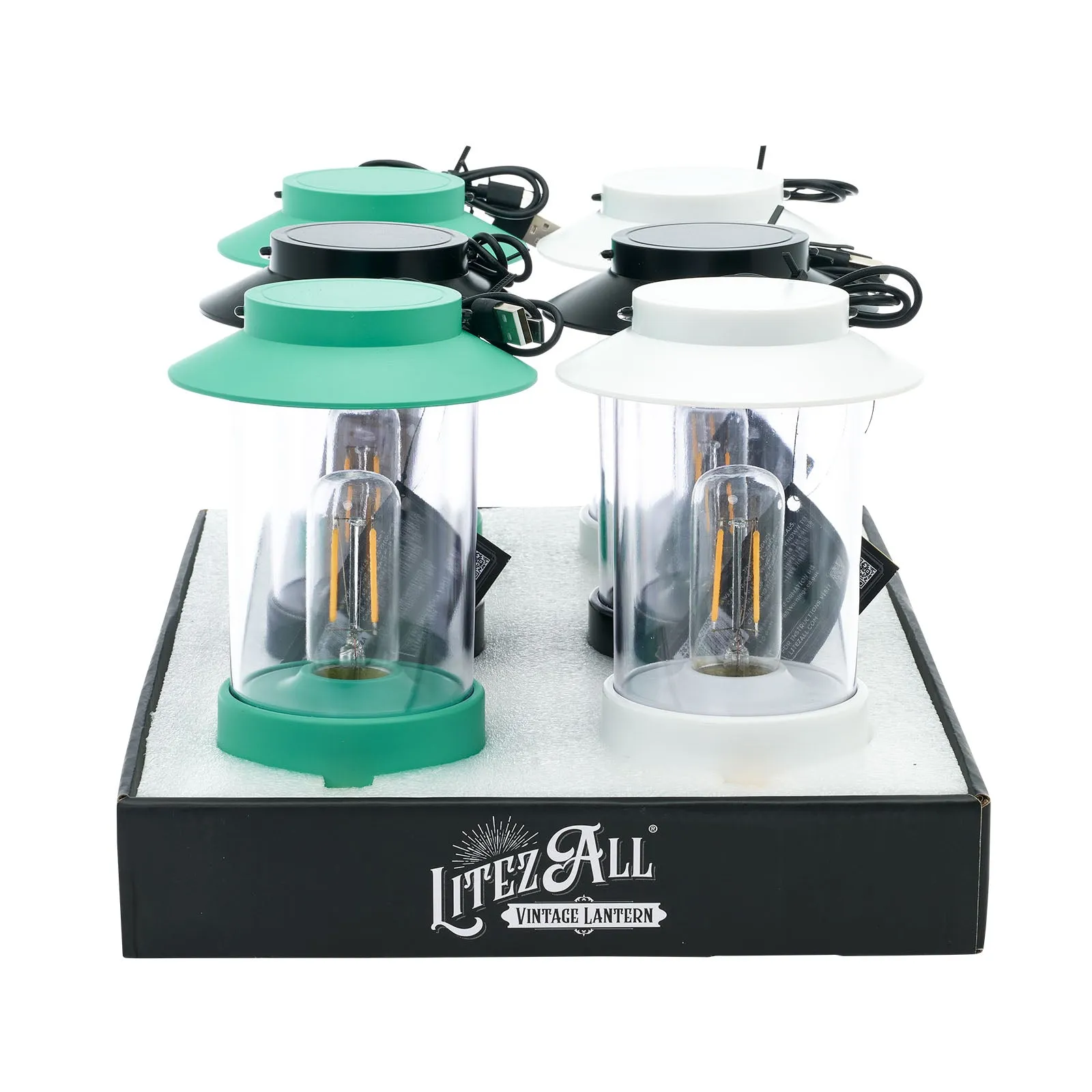 LitezAll Lantern with Dimmable Warm White Filament LED