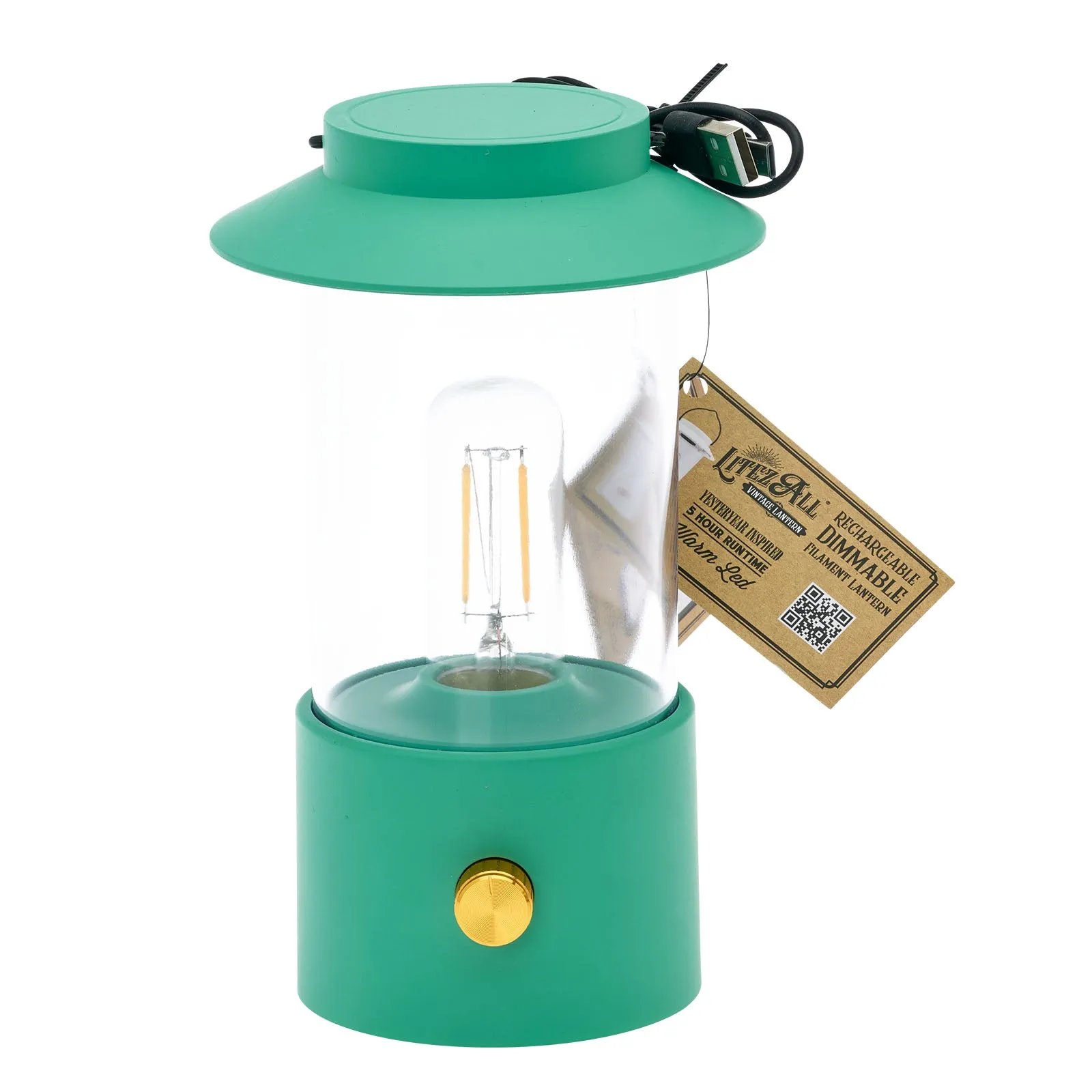 LitezAll Lantern with Dimmable Warm White Filament LED