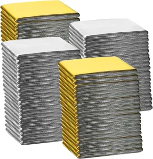 Macarrie 100 Pack Emergency Thermal Blankets Silver Foil Survival Blanket Space Blanket Survival Kit for Outdoors, Camping, Hiking, Homeless, Survival or First Aid (Gold,Silver)