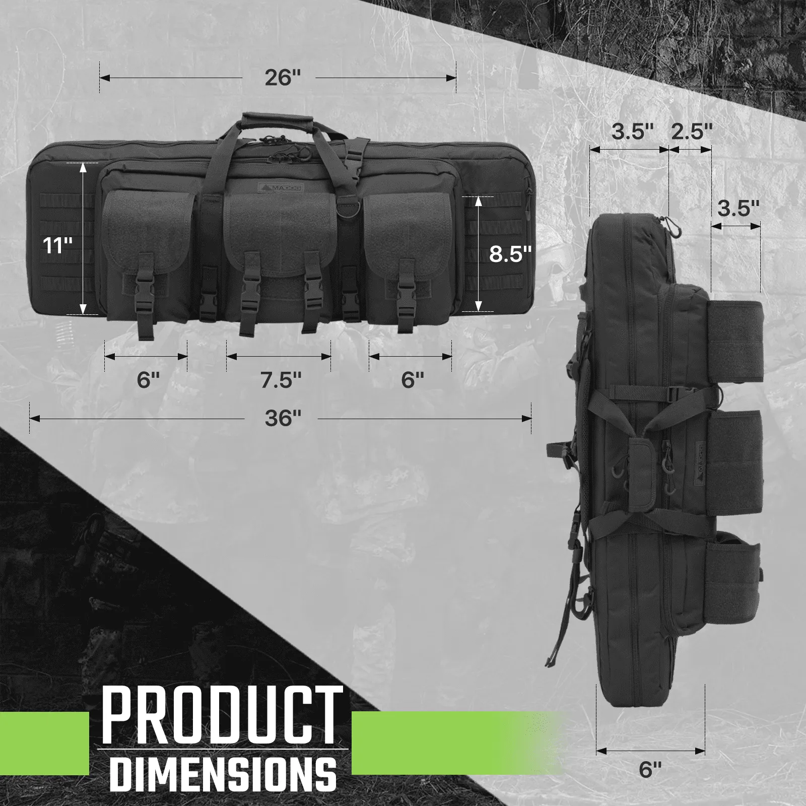 Magshion 36 inch Double Gun Case Carrying Backpack With Foam Divider and Lockable Zipper, Soft Padded Long Gun Storage Bag, Black
