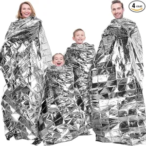 Maitys 4 Pcs Emergency Blankets High Silver Reflective Foil Sheet Heat Foil Protection Rescue Blankets Camping Blanket Hiking Space Blankets and Garden Greenhouse Covering Plant Growth Sheet