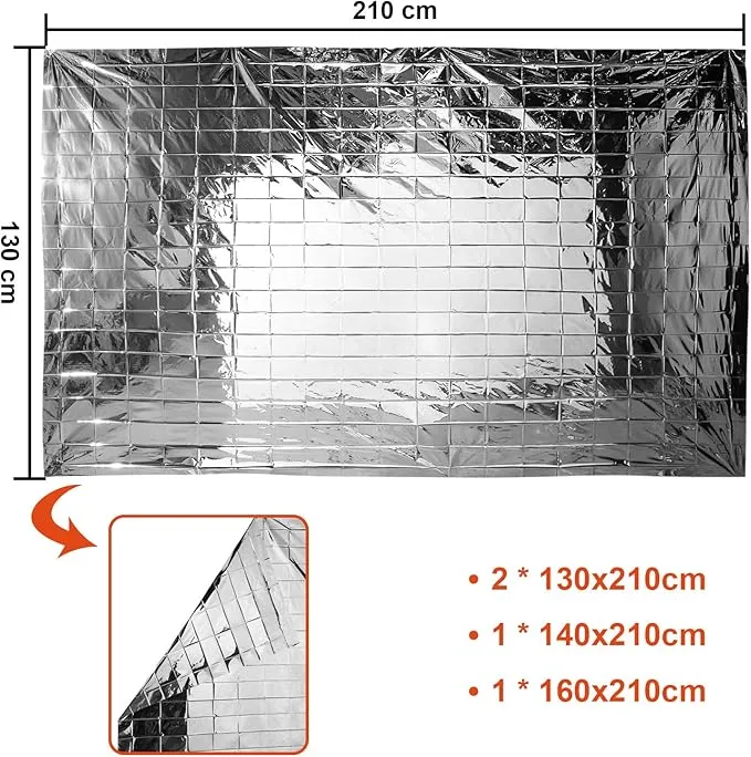Maitys 4 Pcs Emergency Blankets High Silver Reflective Foil Sheet Heat Foil Protection Rescue Blankets Camping Blanket Hiking Space Blankets and Garden Greenhouse Covering Plant Growth Sheet