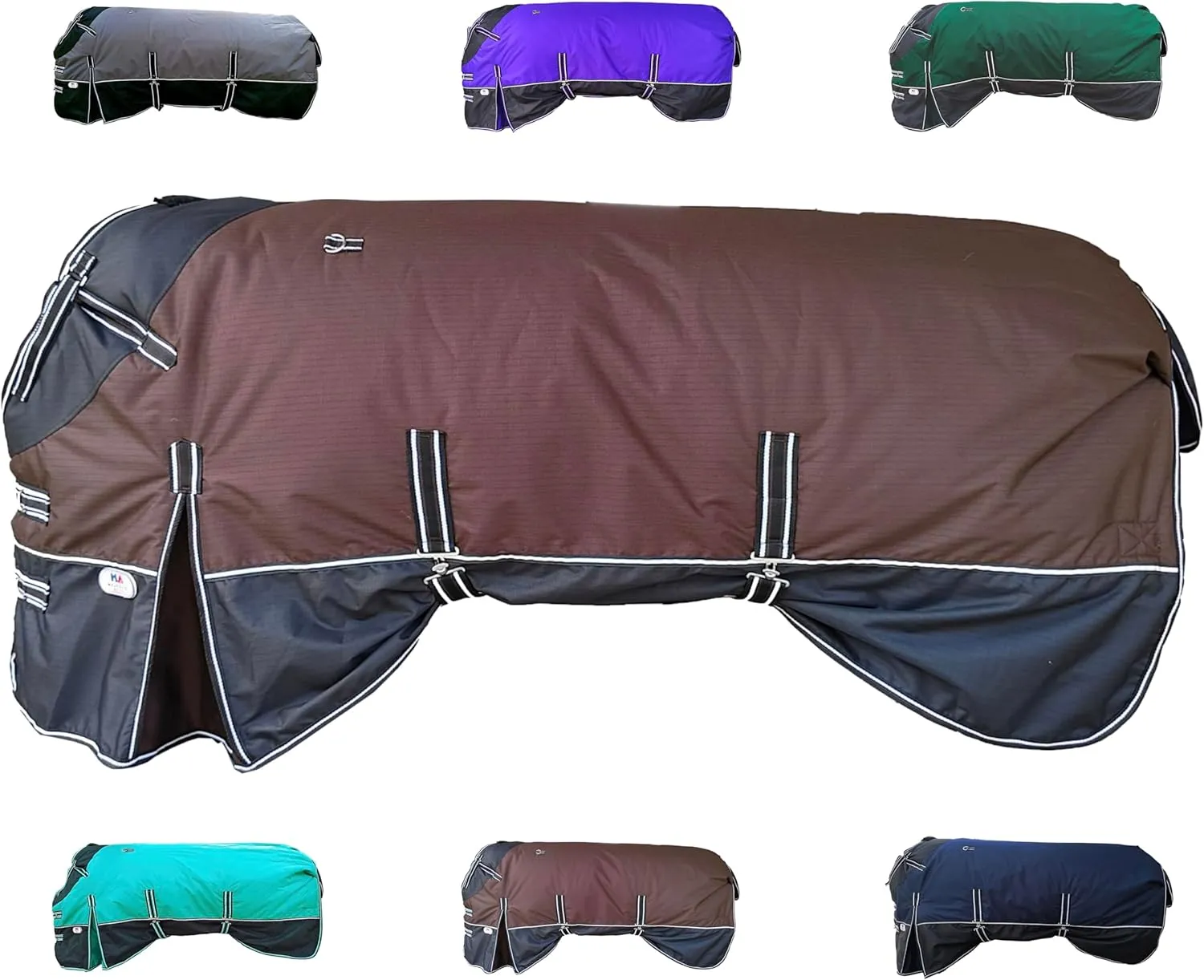Majestic Ally 600 D Ripstop Nylon Horse Turnout Blanket, Waterproof, Heavyweight, Rain and Weather Resistant, 250 GSM (Brown Black, 74 - Inch)