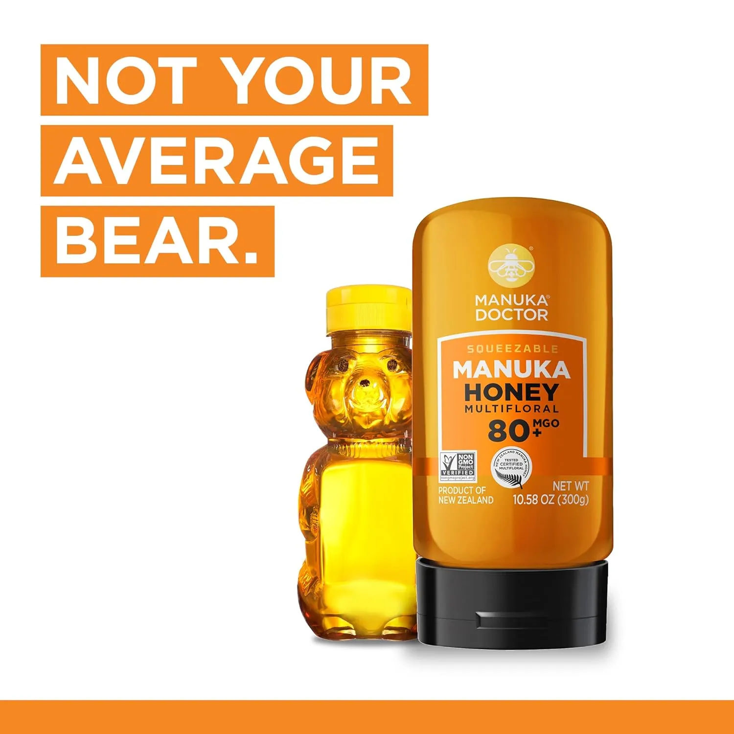 MANUKA DOCTOR - MGO 80  SQUEEZY Manuka Honey Multifloral, 100% Pure New Zealand Honey. Certified. Guaranteed. RAW. Non-GMO (10.58 oz)