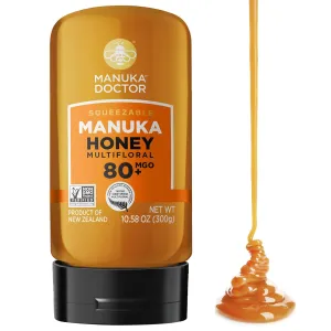 MANUKA DOCTOR - MGO 80  SQUEEZY Manuka Honey Multifloral, 100% Pure New Zealand Honey. Certified. Guaranteed. RAW. Non-GMO (10.58 oz)