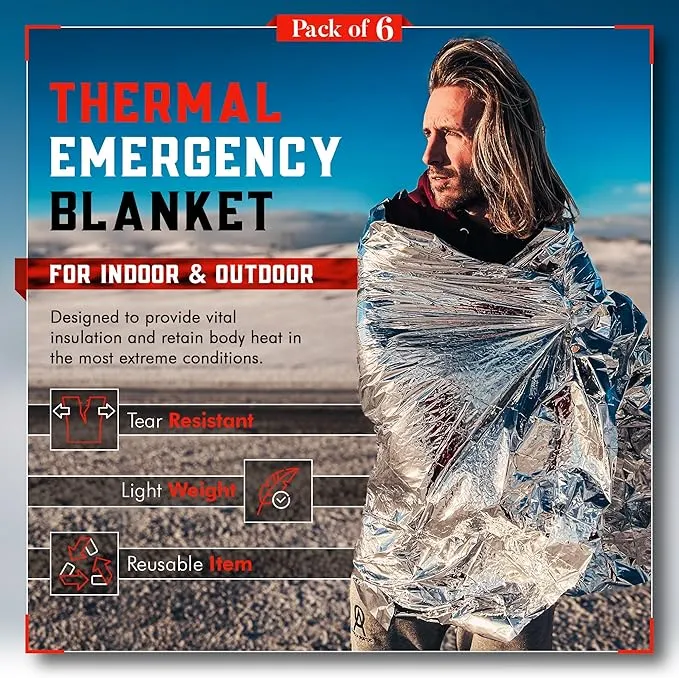 Mart Cobra Emergency Blankets x6 Survival Gear and Equipment Space Blanket Mylar Blankets Thermal Blanket Survival Blanket Survival Kits Emergency Kit Emergency Supplies Foil Blanket Camping Shelter