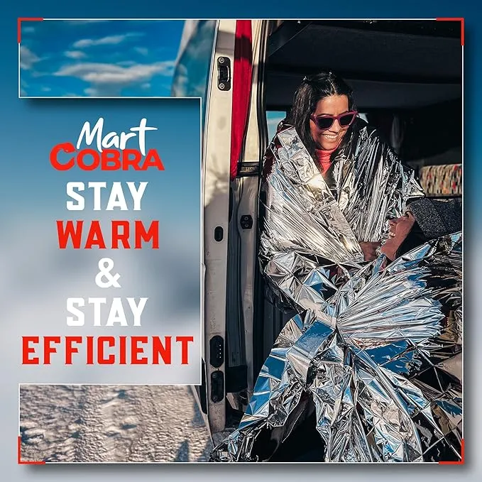 Mart Cobra Emergency Blankets x6 Survival Gear and Equipment Space Blanket Mylar Blankets Thermal Blanket Survival Blanket Survival Kits Emergency Kit Emergency Supplies Foil Blanket Camping Shelter