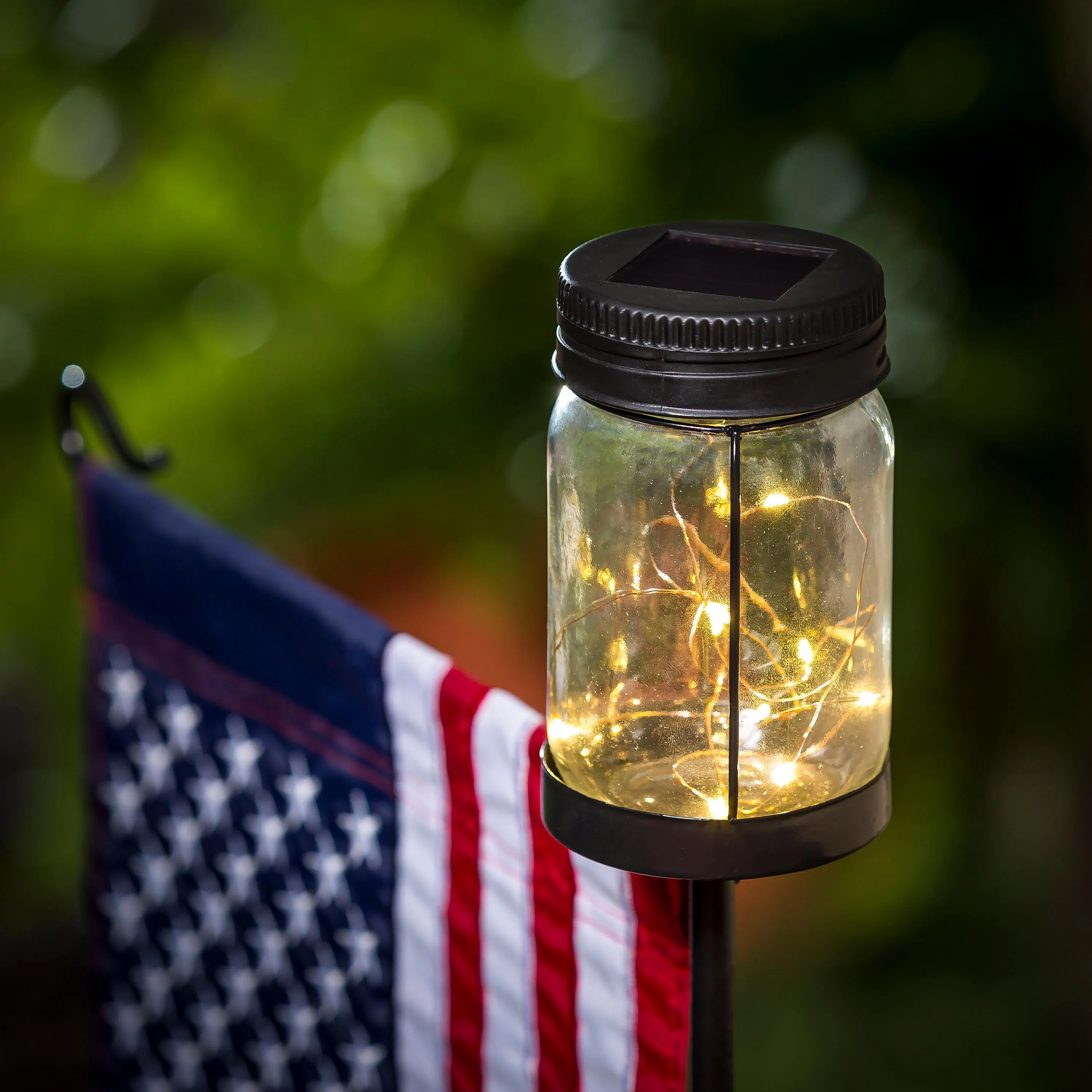 Mason Jar Solar Garden Flag Stand, KD