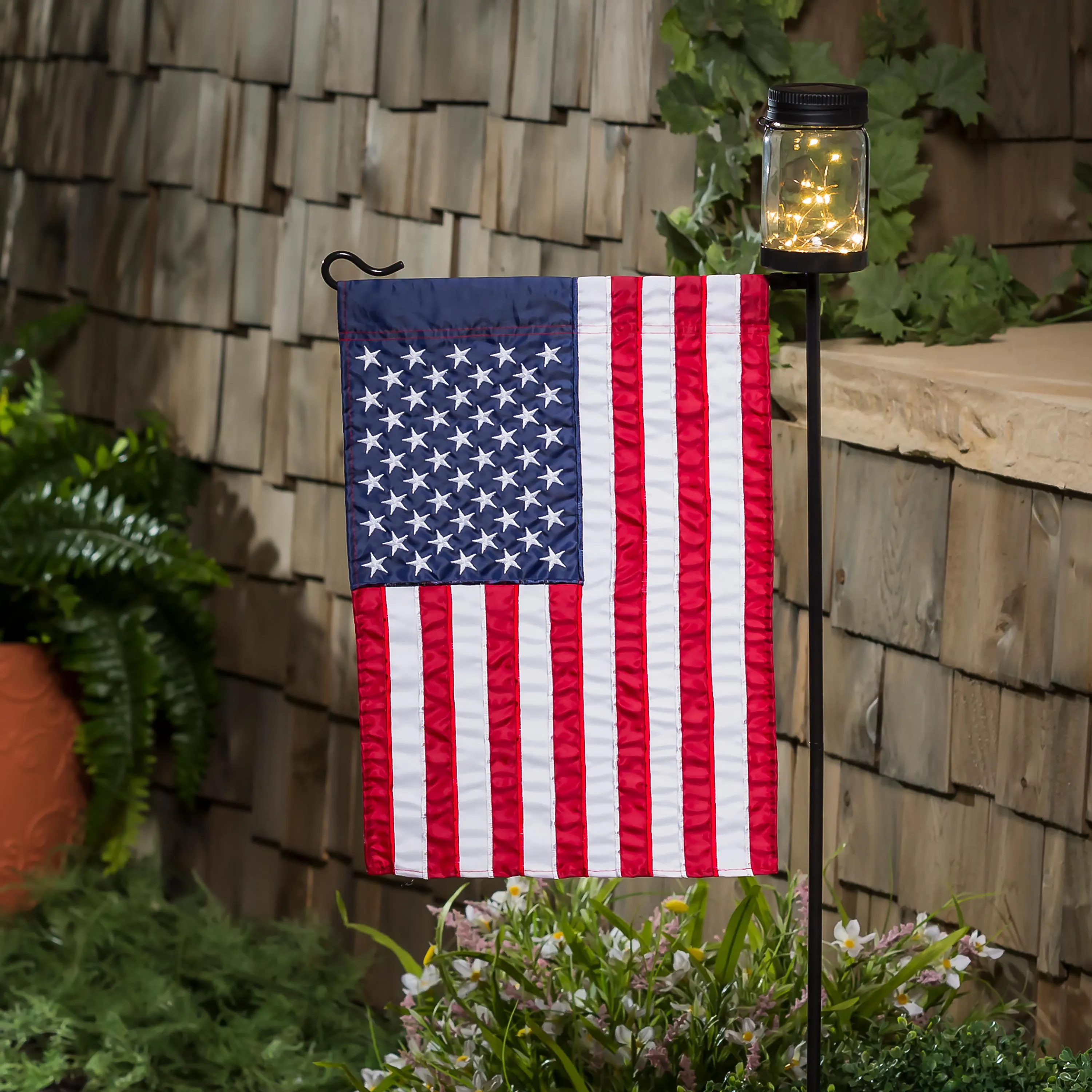 Mason Jar Solar Garden Flag Stand, KD