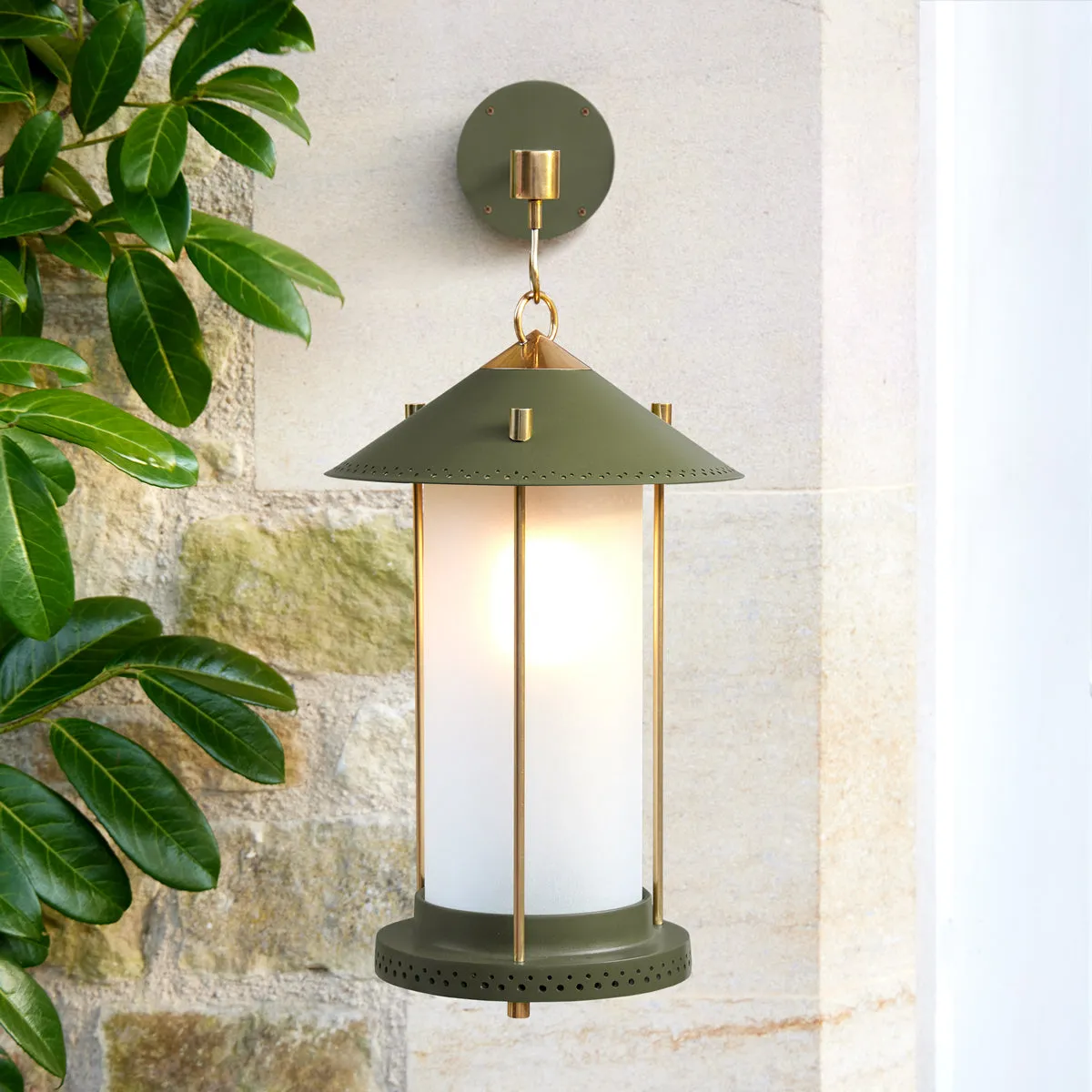 medium Stefan cordless lantern in Moss by the Novogratz
