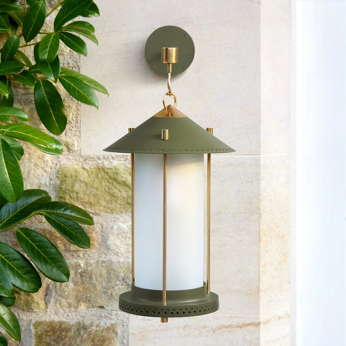 medium Stefan cordless lantern in Moss by the Novogratz