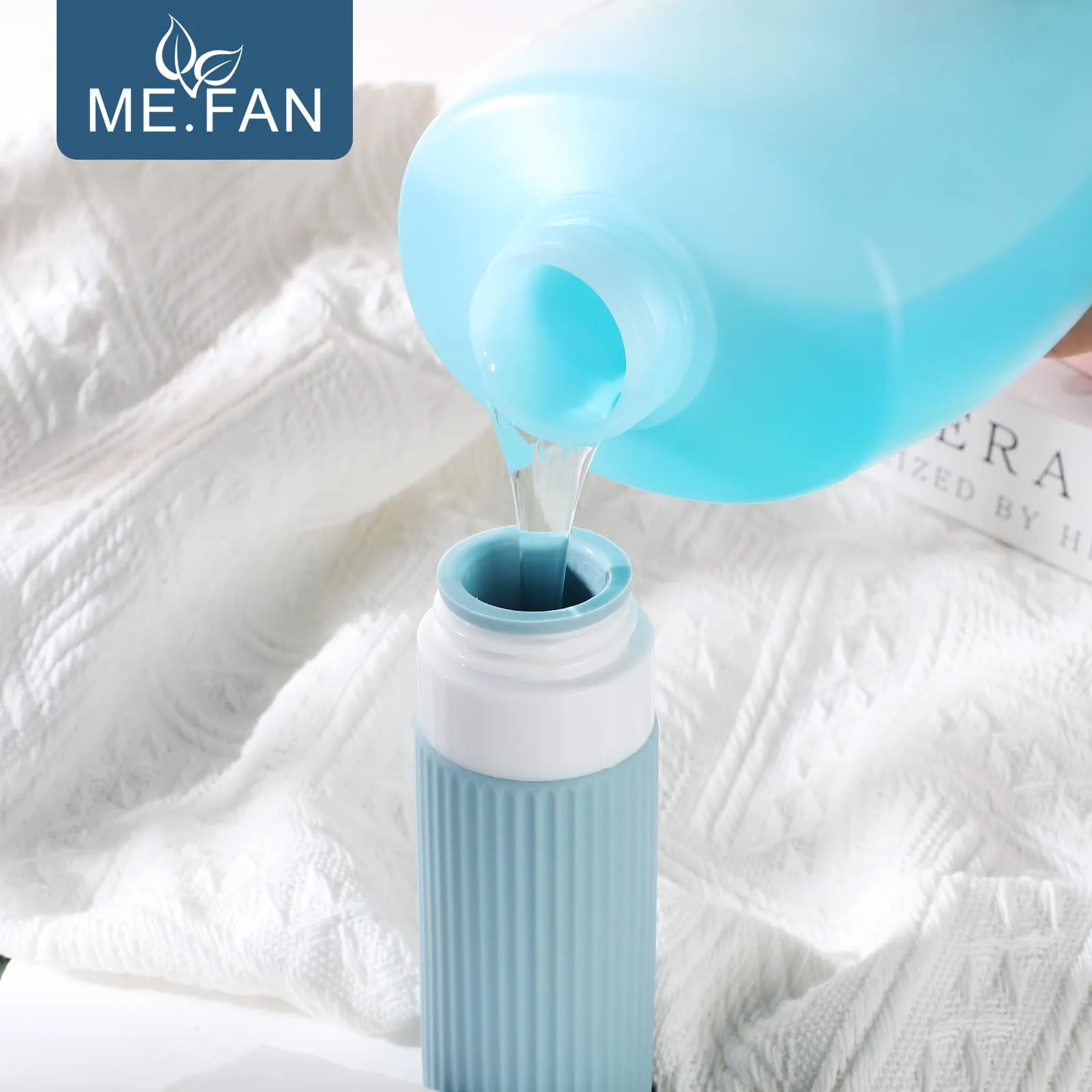 ME.FAN Travel Bottles for Toiletries, TSA Approved 3oz Silicone Travel Size Containers/Portable Split Bottle, Travel Accessories for Conditioner, Shampoo, Lotion - 4 Pack Morandi