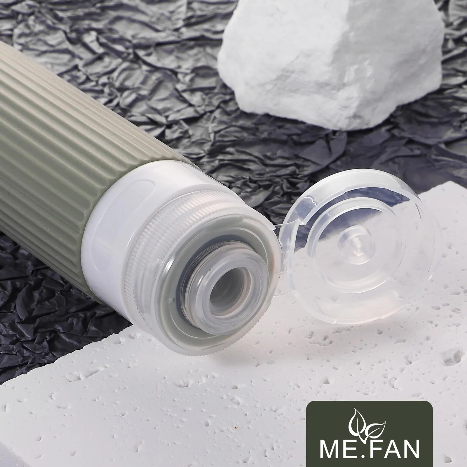 ME.FAN Travel Bottles for Toiletries, TSA Approved 3oz Silicone Travel Size Containers/Portable Split Bottle, Travel Accessories for Conditioner, Shampoo, Lotion - 4 Pack Morandi