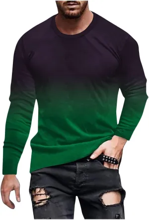 Mens Gifts and Autumn Casual Business Fashion Printing Long Sleeve Lapel Cotton Classic Long Sleeve Thermal Button