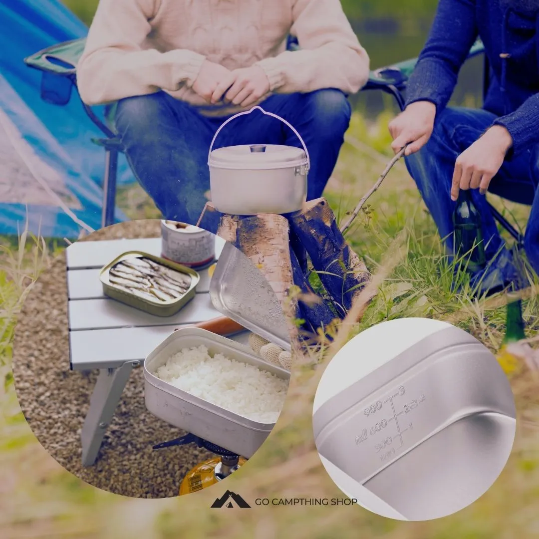 Messtin 3 Pieces Set Aluminum 750ml with Rice Cooker Folding Stove and Steaming Rack Outdoor Camping Cooking