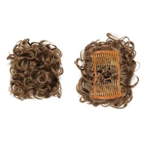 Messy Bun Hair Piece Scrunchies for Women Synthetic Updo Bun Wavy Curly Chignon with Comb Clip In Ponytail for Daily Chestnut Brown