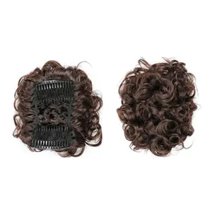 Messy Bun Hair Piece Scrunchies for Women Synthetic Updo Bun Wavy Curly Chignon with Comb Clip In Ponytail for Daily Medium Brown