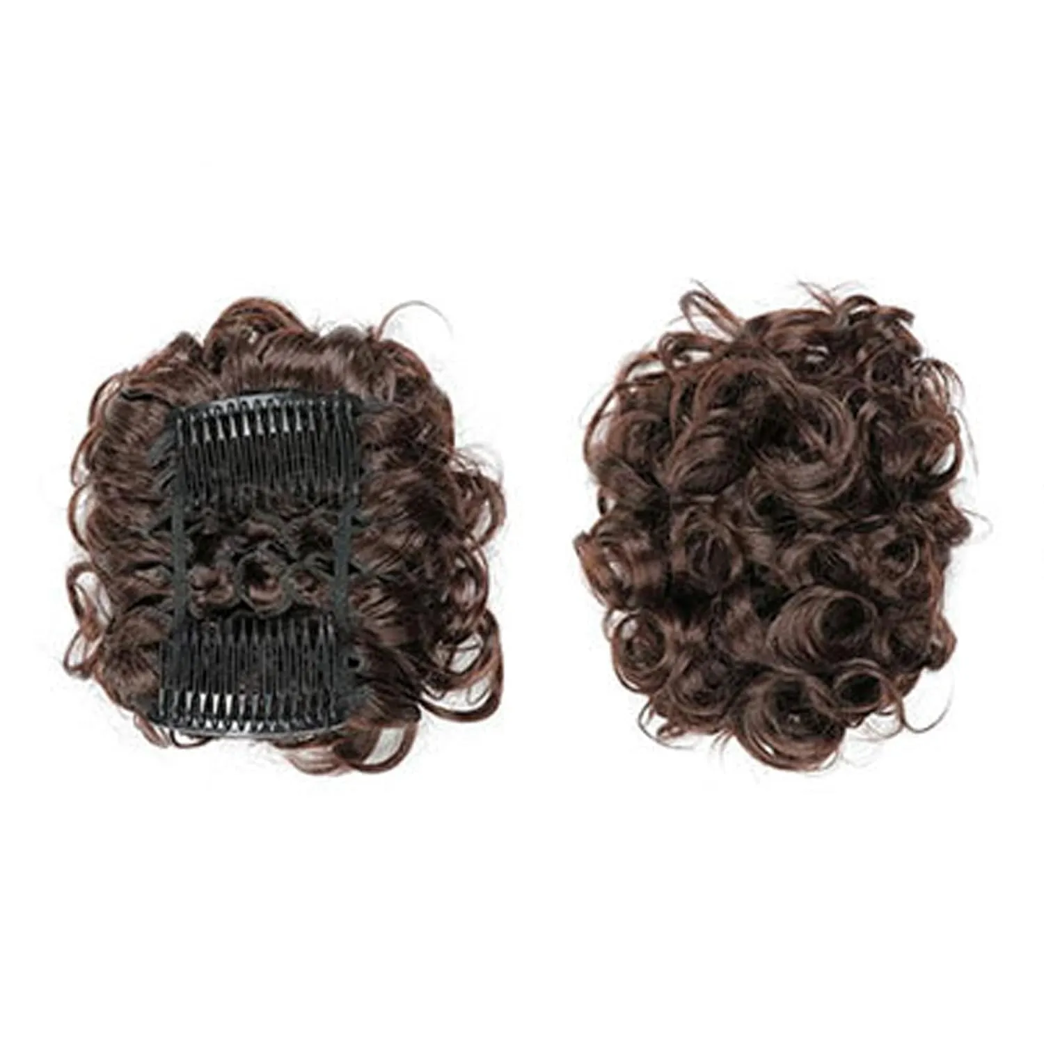 Messy Bun Hair Piece Scrunchies for Women Synthetic Updo Bun Wavy Curly Chignon with Comb Clip In Ponytail for Daily Medium Brown