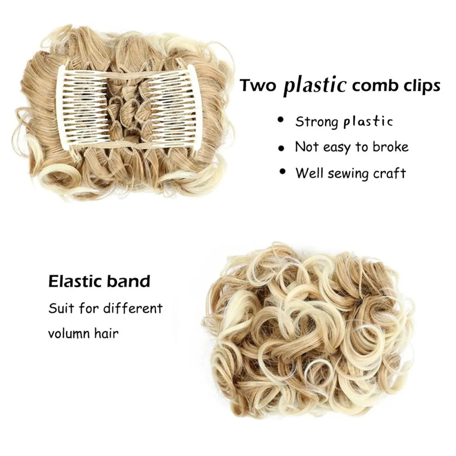 Messy Bun Hair Piece Scrunchies for Women Synthetic Updo Bun Wavy Curly Chignon with Comb Clip In Ponytail for Daily Medium Brown