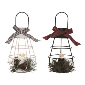 Metal Solar Christmas Décor Lantern 2 Asst