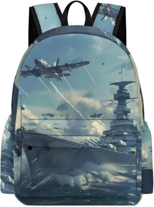 Military USS Enterprise Yorktown-Class Battleship Travel Laptop Backpack 16.5 Inch Lightweight Computer Bag Casual Daypack for Men Women