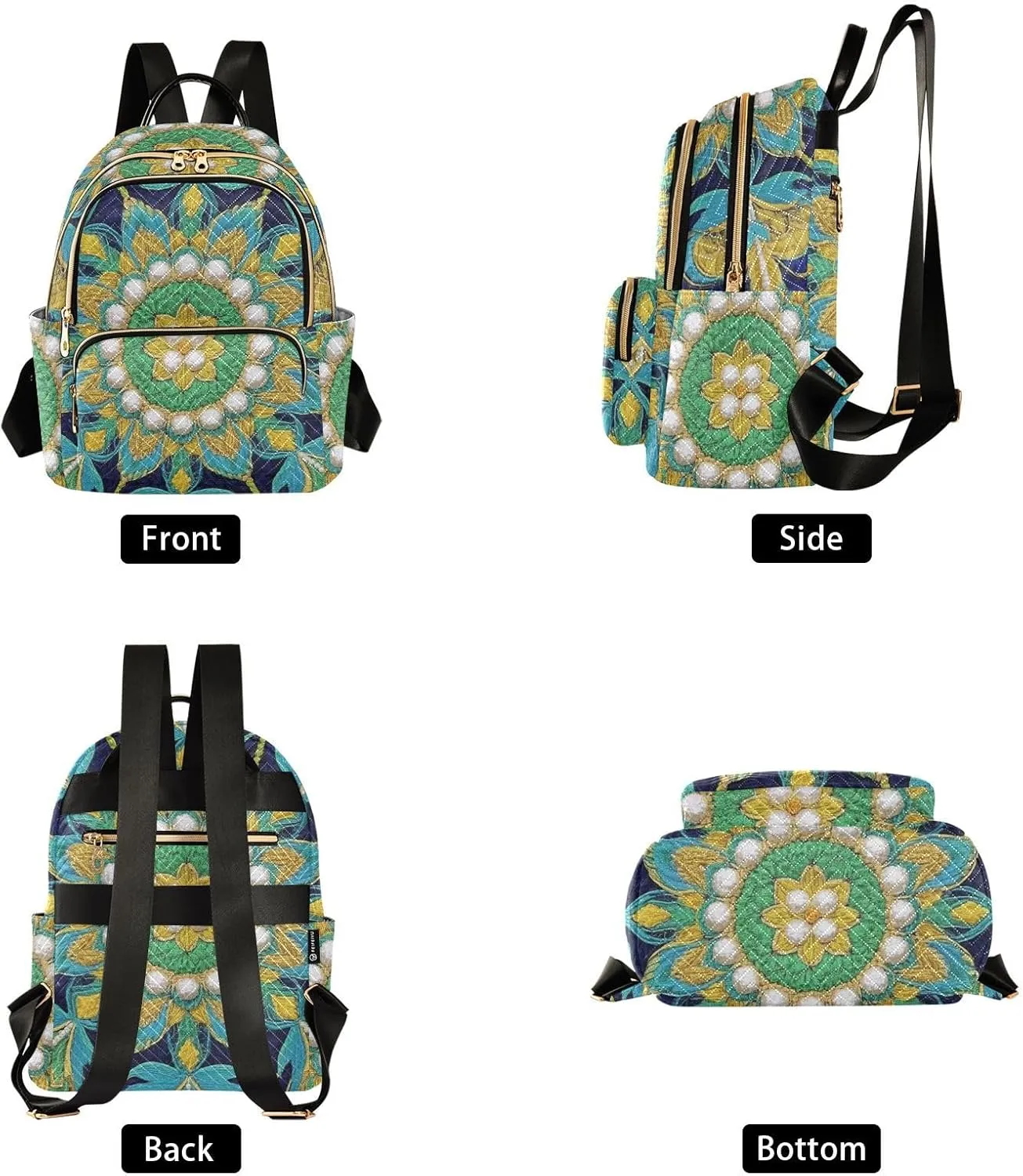 Mini Backpack Quilted Purse for Womens Small Backpack Daypack Embroider Pattern for Travel Daily Work,Multi1