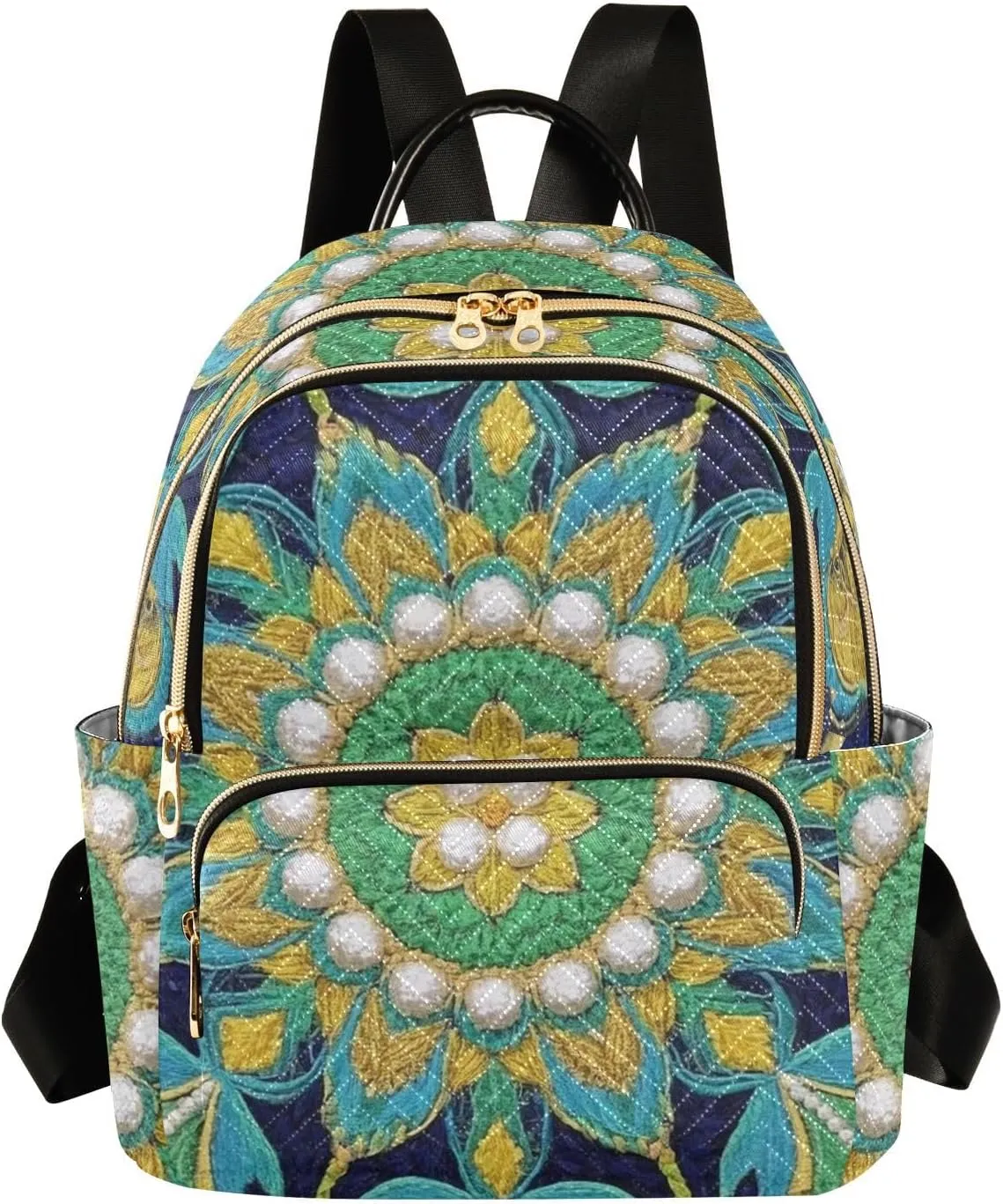 Mini Backpack Quilted Purse for Womens Small Backpack Daypack Embroider Pattern for Travel Daily Work,Multi1