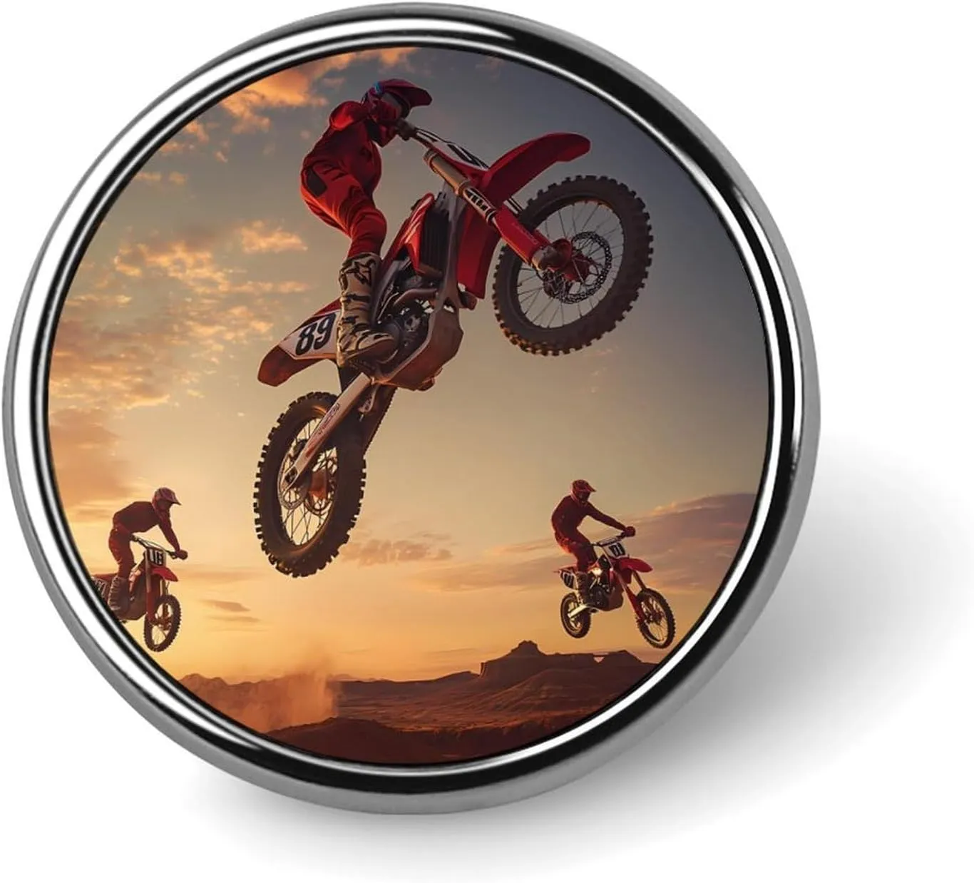 Motocross Rider Button Pins Round Lapel Pin Badge Button Brooch Crafts Supplies for Clothes Bags