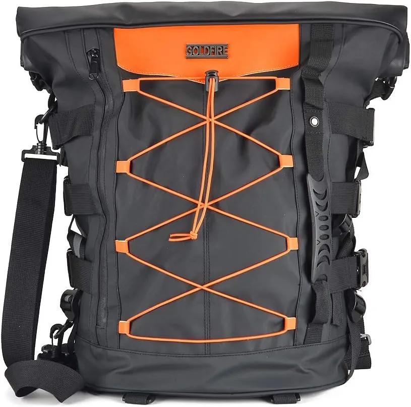 Motorcycle Sissy Bar Bag 40L Expandable Travel Luggage Tail Bag Motorcycle Backpack Duffle Bag with Sissy Bar Straps (Balck)