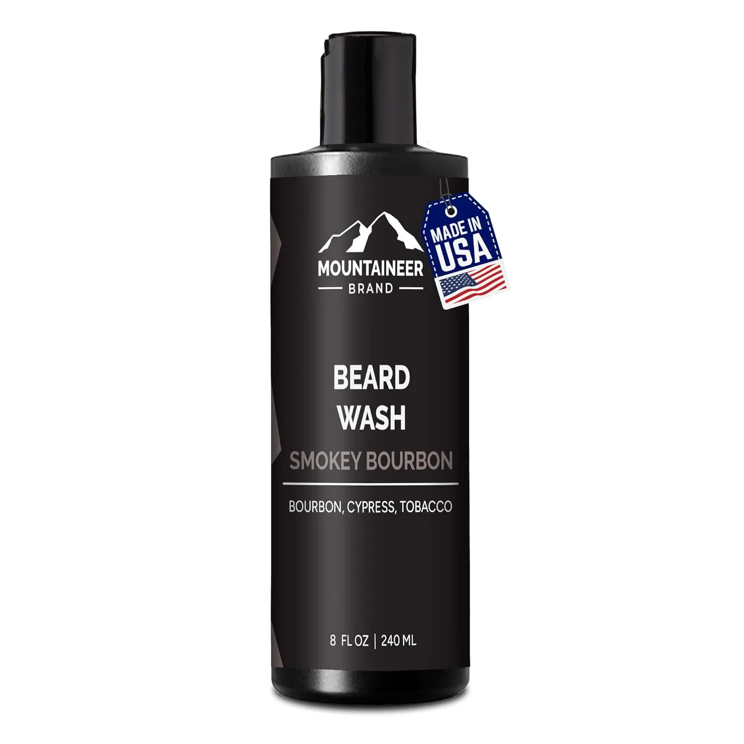Mountaineer Brand Beard Wash For Men | 100% Natural Beard Shampoo | Thick Cleaning Softening Lather for Hair and Skin | Hydrate and Detangle | Grooming Treatment | Smokey Bourbon Scent 8oz