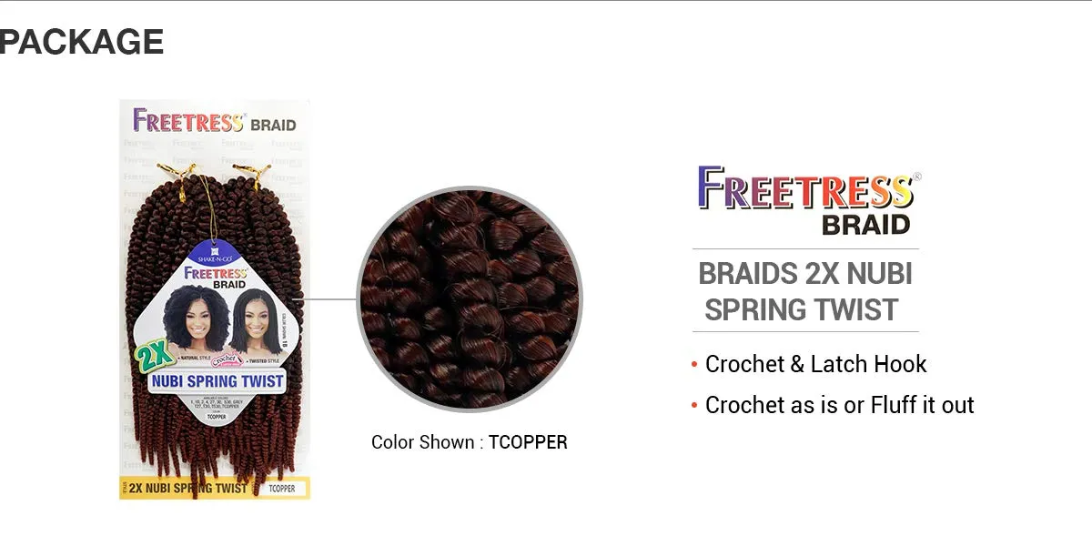 MULTI PACK DEALS! FreeTress Crochet Braids 2X Nubi Spring Twist (3-PACK, 530)