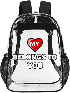 My Heart Belongs to You Travel Backpack 17 in Laptop Bag Transparent Lightweight Daypack for Work Office