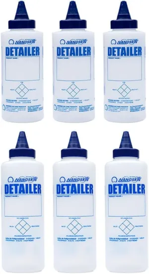 Nanoskin Squeeze Bottle with Twist Top Dispensing Cap Combo Pack - 12 Oz. & 16 Oz. (3 Each, Total 6 Count) | For Automotive Detailing, Household Cleaning, Car Care, Wax & Polish, Liquid Storage & More