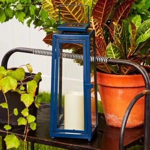 Nantucket Blue Large Solar Metal Lantern