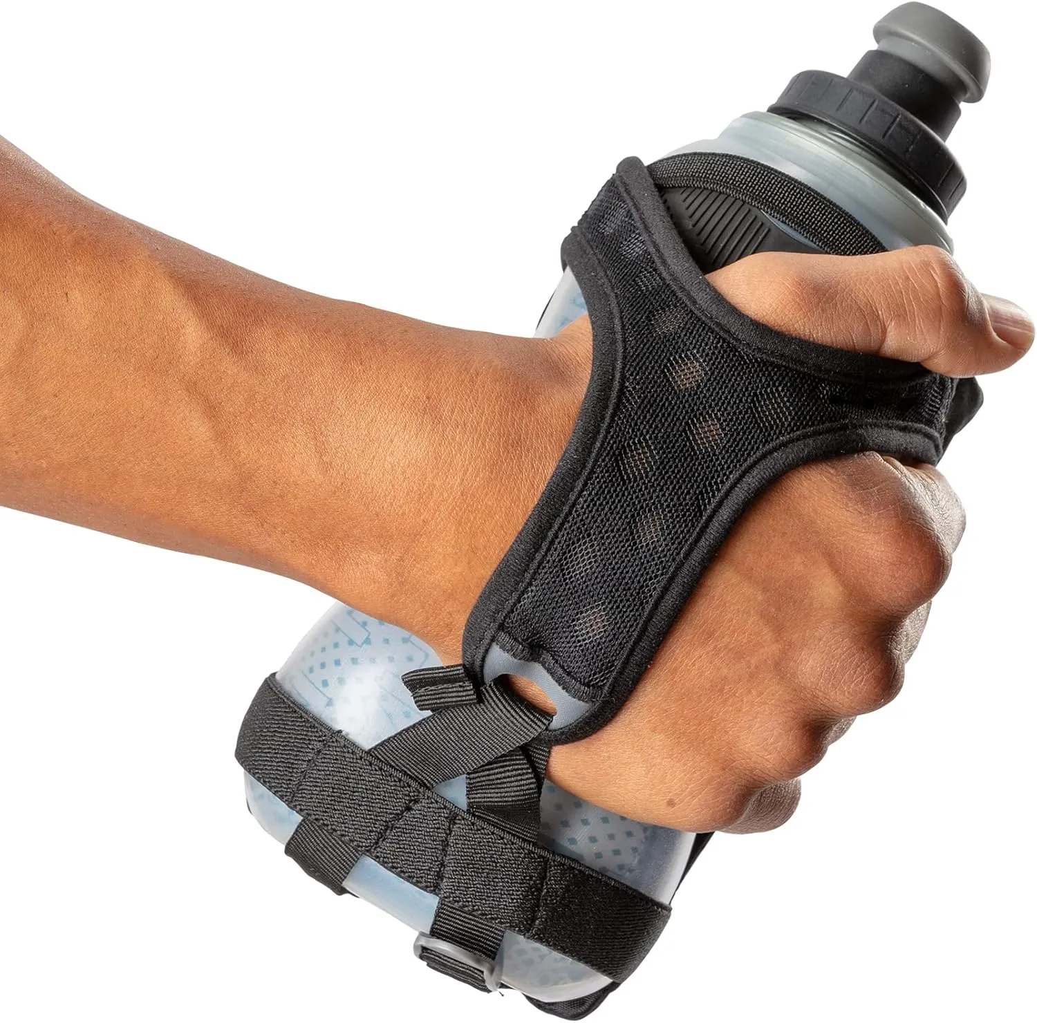 Nathan Running Handheld Quick Squeeze Water Bottle. No-Grip Adjustable Hand Strap. 12oz / 18oz / Insulated. Reflective Hydration Water Bottle.