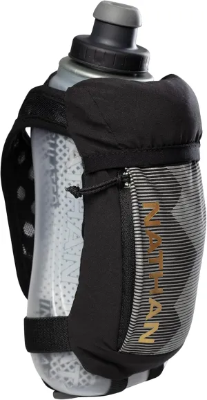 Nathan Running Handheld Quick Squeeze Water Bottle. No-Grip Adjustable Hand Strap. 12oz / 18oz / Insulated. Reflective Hydration Water Bottle.