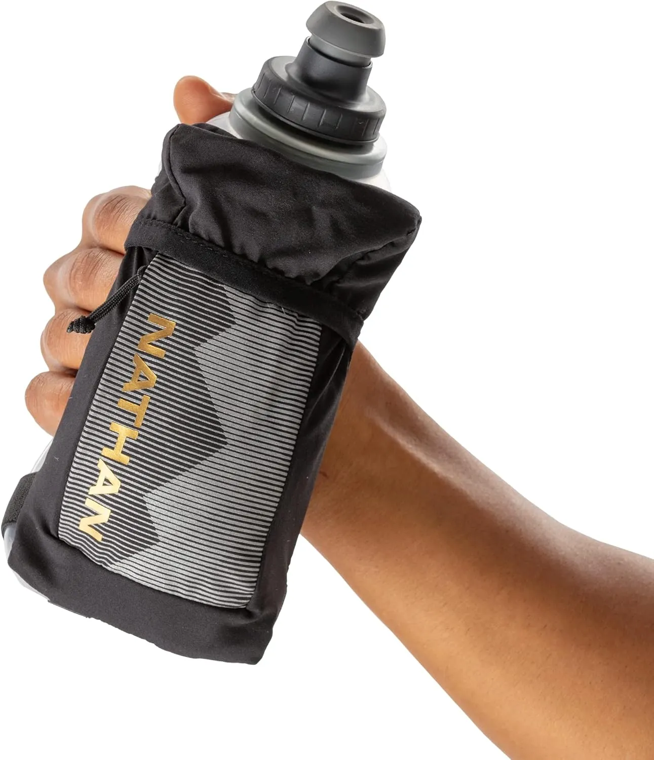 Nathan Running Handheld Quick Squeeze Water Bottle. No-Grip Adjustable Hand Strap. 12oz / 18oz / Insulated. Reflective Hydration Water Bottle.